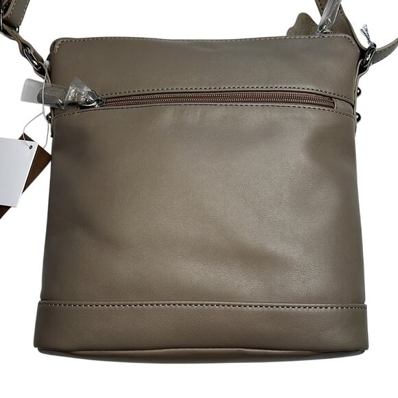 Giani Bernini Sand Brown Leather Crossbody Bag, Silver Hardware, NWT!! - Picture 3 of 8
